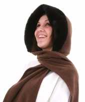 Fleece capuchon sjaal voor dames lichtbruin