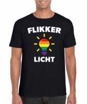 Flikker licht-shirt met regenboog lampje zwart heren