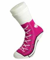 Foute sokken fuchsia roze sneaker print voor dames maat 35 5
