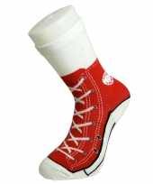 Foute sokken rode sneaker print voor volwassenen maat 37 45