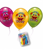 Gekleurde ballonnen met clowntjes 6x