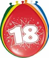 Gekleurde ballonnen versiering 18 jaar 16x stuks