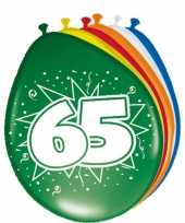 Gekleurde ballonnen versiering 65 jaar 24x stuks