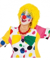 Gele clownspruik met touwtjes