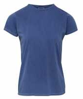 Getailleerde dames t-shirt met ronde hals blauwe