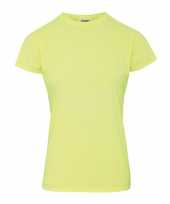 Getailleerde dames t-shirt met ronde hals gele
