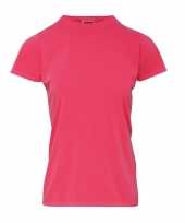 Getailleerde dames t-shirt met ronde hals roze 10116481