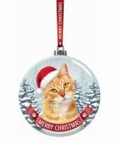 Glazen kerstbal rood katje poesje