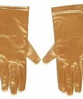 Gouden gala handschoenen kort van satijn 20 cm