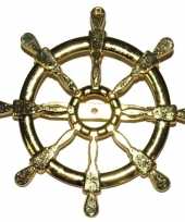 Gouden matroos zeeman verkleed broche scheepsroer 7 cm