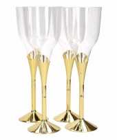Gouden plastic wijnglazen champagneglazen per 8 stuks 230 ml