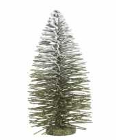 Groene kerst kunstboom met besneeuw top 35 cm