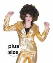 Grote maat gouden 70s disco verkleedkleding jasje voor dames