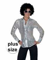 Grote maat zilveren 70s disco verkleedkleding blouse voor dames