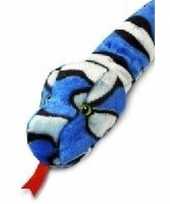Grote pluche blauwe lichtblauwe slang knuffeldier 100 cm