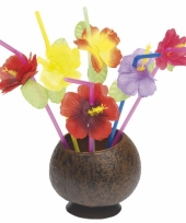 Hawaii rietjes met bloem 12 stuks