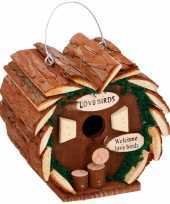 Houten vogelhuis hart 16 cm