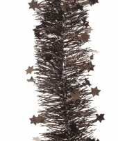 Kerstboom folie slinger met ster donker bruin 270 cm