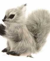Kerstboomhanger kersthanger clip dieren grijze eekhoorns 8 cm pluche