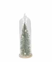 Kerstboomhanger kersthanger zilveren kerstboom in glazen stolp 22 cm