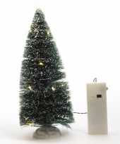 Kerstdecoratie besneeuwde dennenboom met led verlichting 22 cm