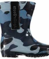 Kinder jongens regenlaarzen met camouflage print blauw maat 26