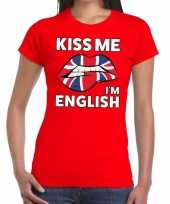 Kiss me i am english t-shirt rood dames