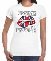 Kiss me i am english t-shirt wit dames