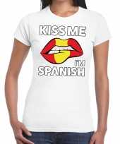 Kiss me i am spanish t-shirt wit dames