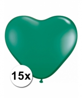 Kleine groene hartjes ballonnen 15 stuks