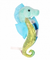 Knuffel blauw zeepaardje met glitters 25 cm