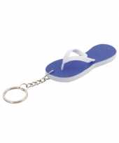Mini sleutelhanger blauwe teenslipper 8 cm