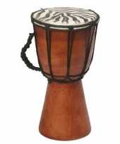 Muziekinstrument houten drum zebraprint 25 cm