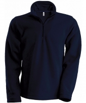 Navy fleece trui voor heren met ritskraag
