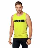 Neon geel winnaar sport-shirt singlet winner heren