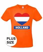 Oranje holland hart vlag grote maten shirt heren