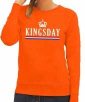 Oranje kingsday met hollandse vlag sweater voor dames