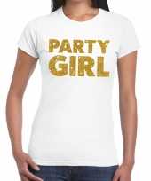 Party girl glitter tekst t-shirt wit dames
