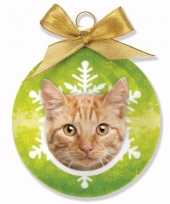 Plastic kerstbal rode tabby katten oranje