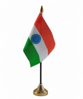 Polyester indiase vlag voor op bureau 10 x 15 cm