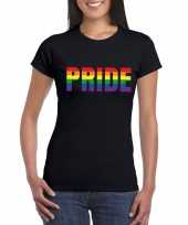 Pride regenboog tekst-shirt zwart dames
