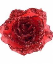 Rode kerstversiering roos op clip