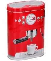 Rode koffie opbergblik met espressomachine opdruk 17 cm