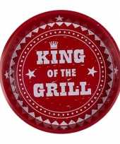 Rode metalen onderzetter king of the grill