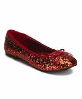 Rood gekleurde ballerina schoenen met glitters