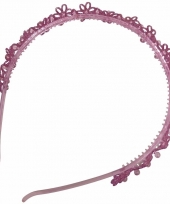 Roze diadeem met glitter bloemetjes