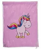 Roze eenhoorn gym tasje met rijgkoort