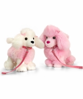 Roze poedel knuffel staand 30cm