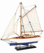 Schaalmodel boot donkerblauw wit 23 cm