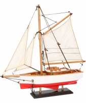 Schaalmodel boot rood wit 23 cm